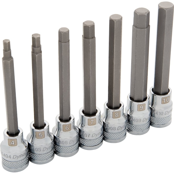 Tools 3/8" Drive 7 Piece Metric, Long Hex Socket Set, 4mm - 10mm